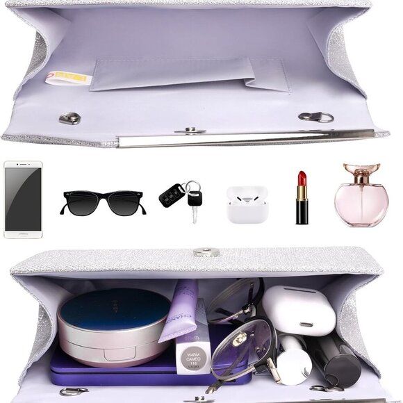 Glitter Evening Bag, Formal Envelope Clutch Purses for Women, Ladies Handbag for - Picture 6 of 7